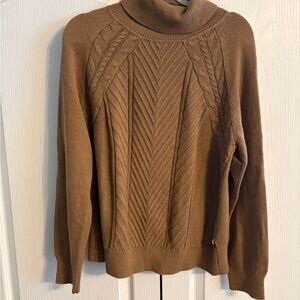 Tommy Hilfiger XL Camel Cable Knit Turtleneck Sweater
